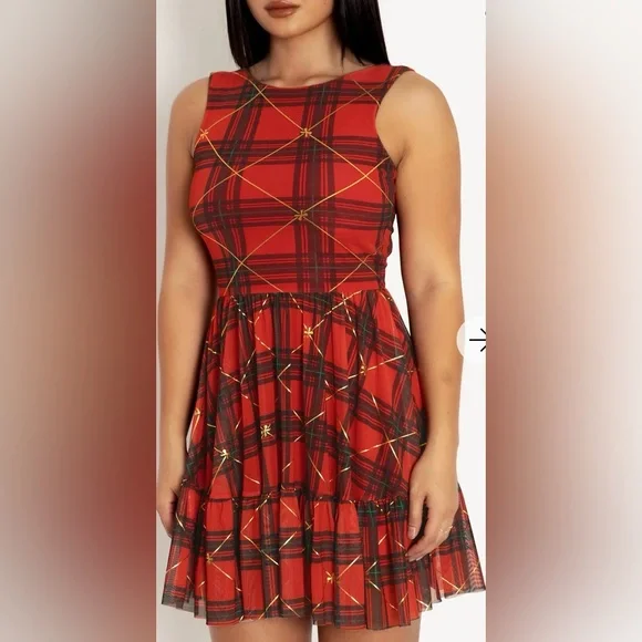 Blackmilk Tartan Gift Wrap Bow Back Dress - Limited - Picture 7 of 9